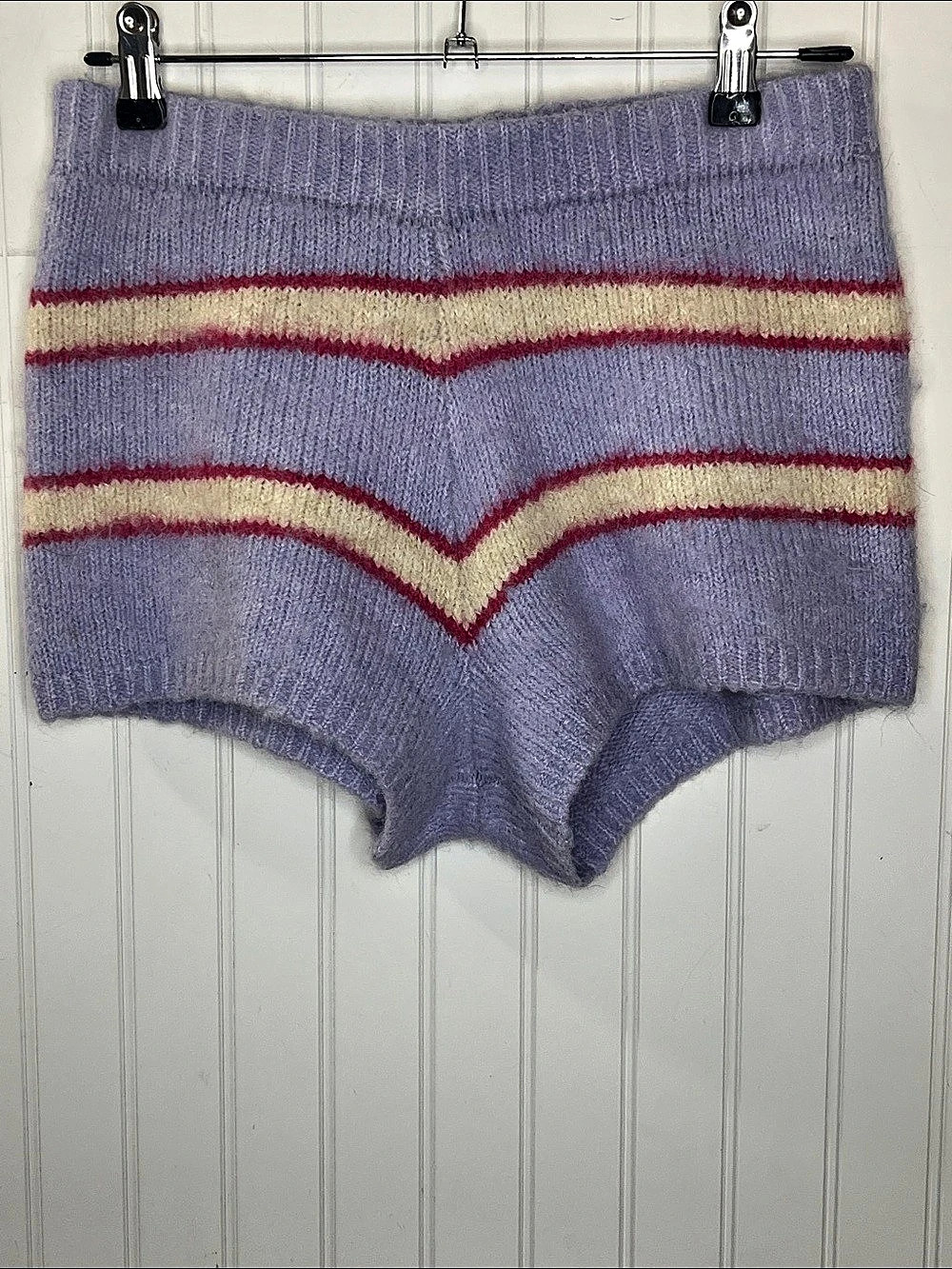 L*SPACE Montauk Short Striped High-Waist Shorts Purple & Pink Medium
